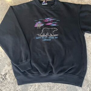 Vintage 90s Happy Valley Goose Bay Labrador Black Crewneck Sweater